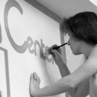 1978 Gretchen Bloom Painting a Counseling Sign 04