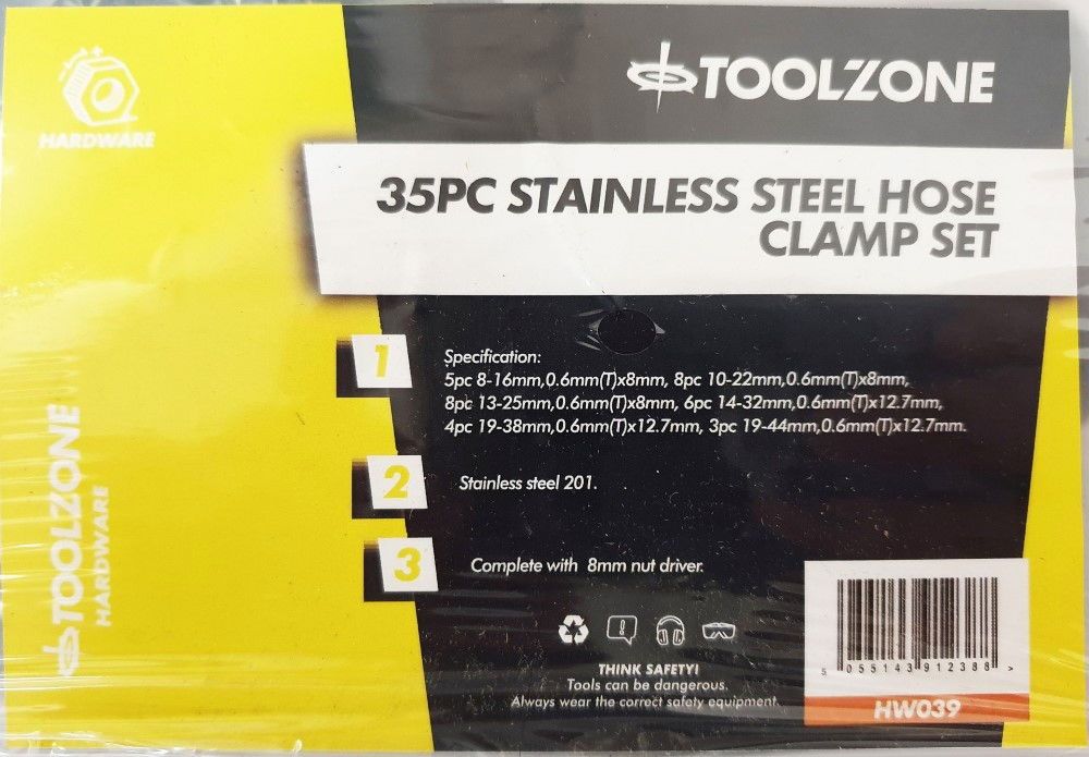 HOSE CLAMP SET 35pc STAINLESS STEEL 8-44mm - TOOLZONE KDPHW039 - Image 5