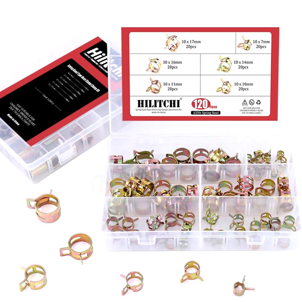 120PCS SPRING CLAMP KIT 7-17mm FUEL HOSE CLIPS WITH BOX - Image 2