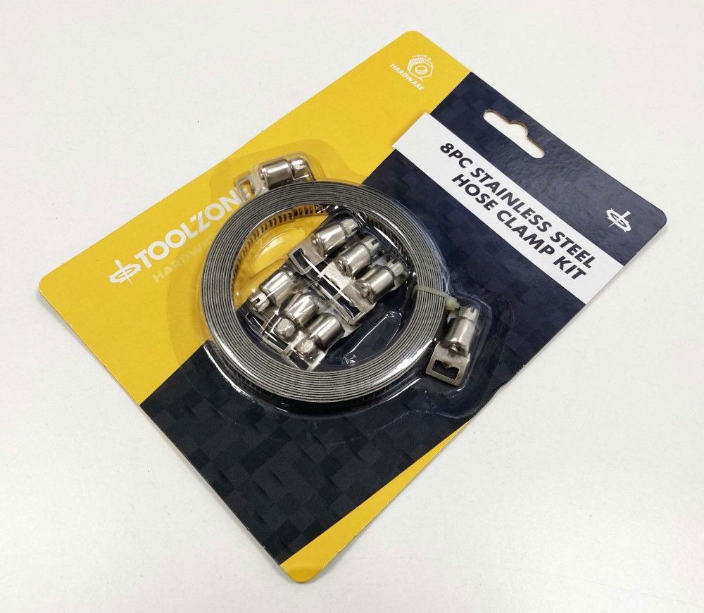 HOSE CLAMP KIT 8pc STAINLESS STEEL 3m x 8mm - TOOLZONE KDPHW135 - Image 3