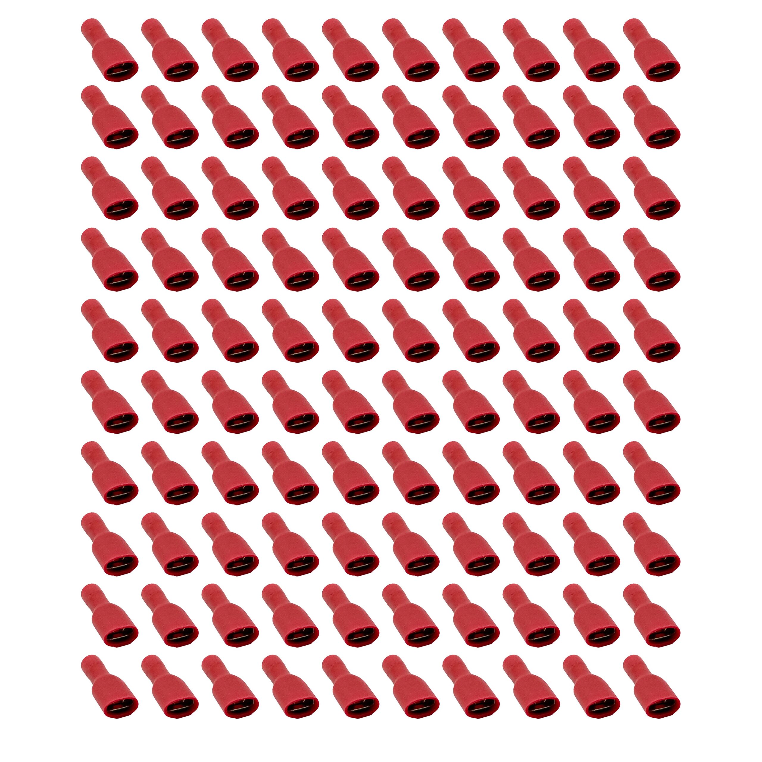 TERMINAL RED SPADE FEMALE P100, PACK OF 100 / T6.3mm, WT10 /