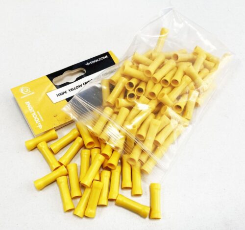 CRIMP BUTT CONNECTORS 100PC YELLOW INSULATED – TOOLZONE KDPEL145