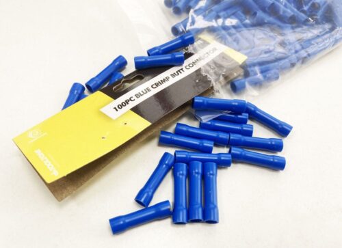 CRIMP BUTT CONNECTORS 100PC BLUE INSULATED 1.5-2.5mmÂ² – TOOLZONE KDPEL144