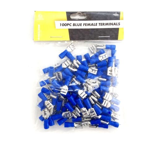 FEMALE TERMINALS 100PC BLUE SEMI INSULATED 14-16 awg 6.3 x 0.81mm – TOOLZONE KDPEL139