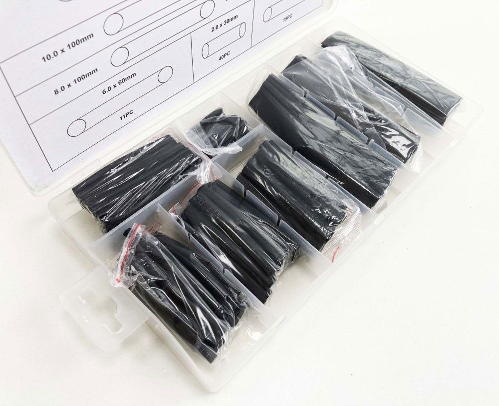 HEAT SHRINK TUBING ASSORTMENT 150PC BLACK WITH PLASTIC BOX - TOOLZONE KDPEL135 - Image 4