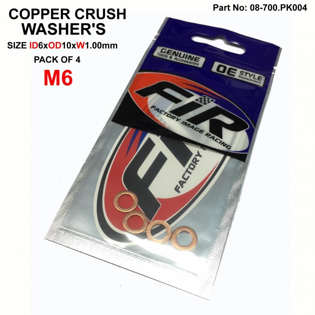 COPPER WASHER M6 PK OF 4, SIZE ID6 x OD10 x W1.00mm - Image 2