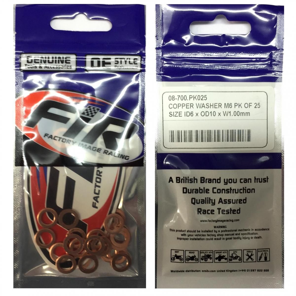 COPPER WASHER M6 PK OF 25, SIZE ID6 x OD10 x W1.00mm - Image 2