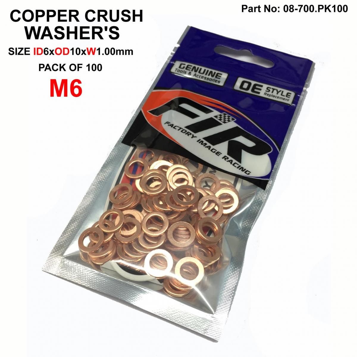 COPPER WASHER M6 PK OF 100, SIZE ID6 x OD10 x W1.00mm - Image 2