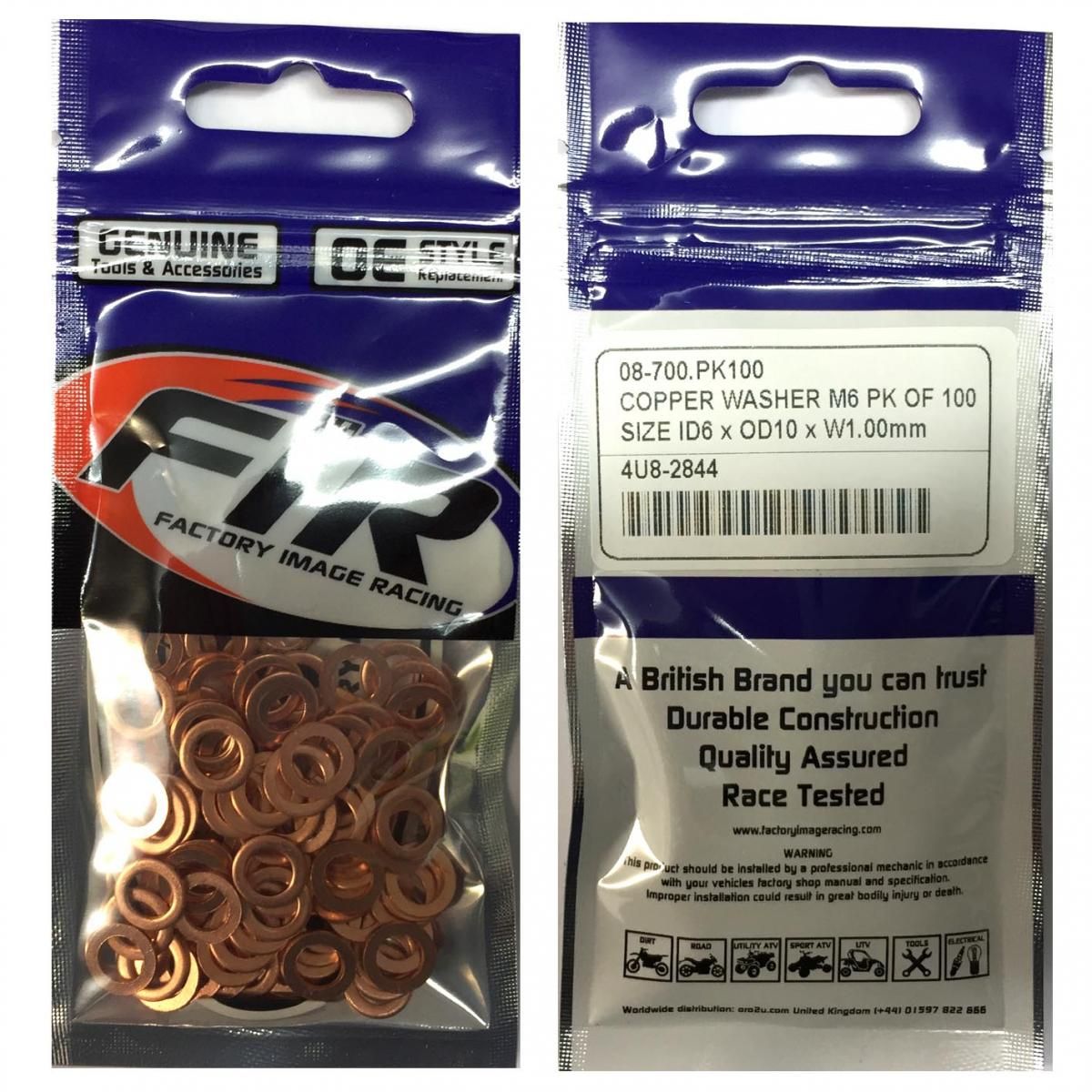 COPPER WASHER M6 PK OF 100, SIZE ID6 x OD10 x W1.00mm - Image 3