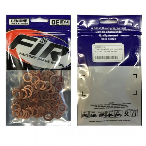 COPPER WASHER M12 PK OF 100, SIZE ID12 x OD18 x W1.50mm