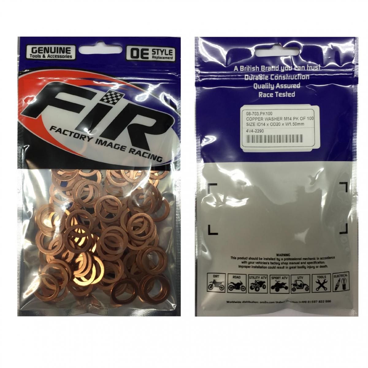 COPPER WASHER M14 PK OF 100 SIZE ID14 x OD20 x W1.0mm - Image 4