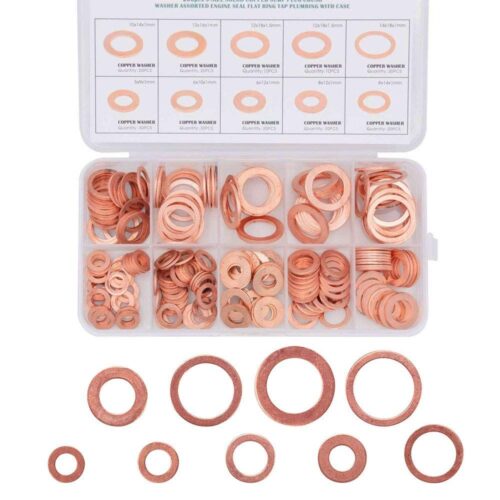 COPPER WASHER KIT 200PCS, M8 M10 M12 M14 SIZE (INCLUDED 9 TYPES)