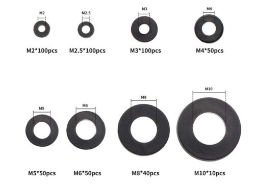 500Pcs NYLON FLAT WASHERS ASSORTMENT KIT 8 SIZES M2 M2.5 M3 M4 M5 M6 M8 M10