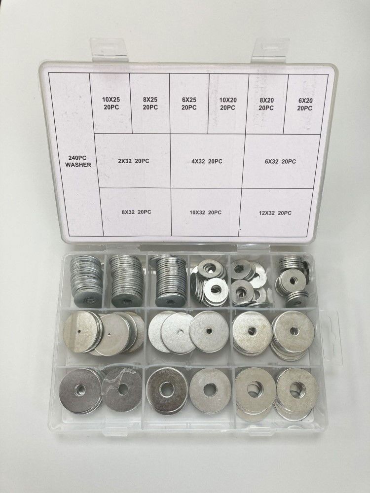 PENNY WASHERS SET 240pc CARBON STEEL SIZES 2-32mm - TOOLZONE KDPHW002 - Image 2