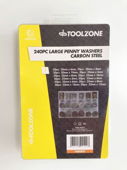 PENNY WASHERS SET 240pc CARBON STEEL SIZES 2-32mm – TOOLZONE KDPHW002
