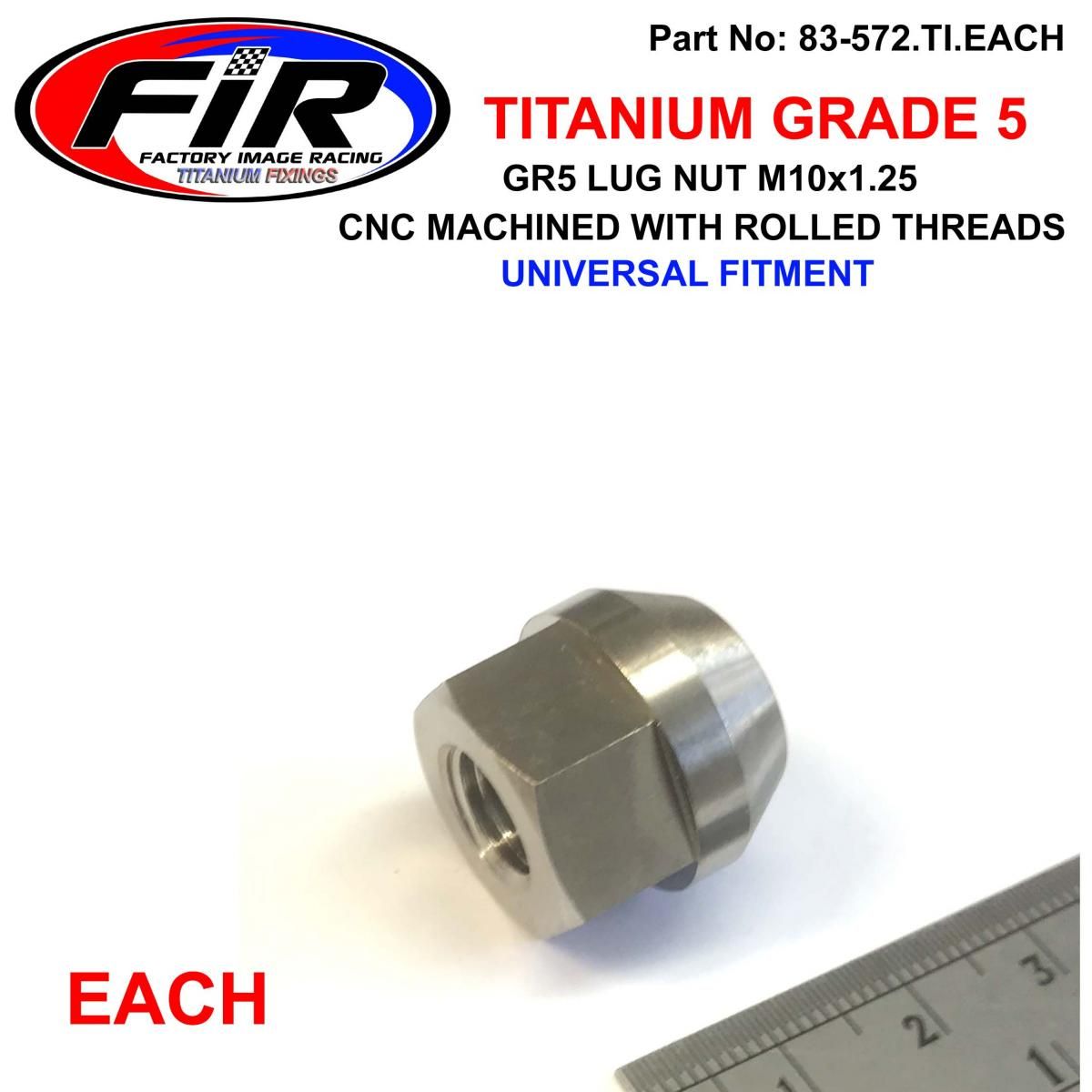 TITANIUM GR5 LUG NUT M10X1.25, BEVELED NUT / EACH / QUAD TRAILER - Image 2
