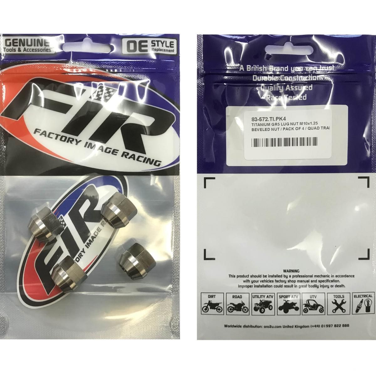 TITANIUM GR5 LUG NUT M10X1.25, BEVELED NUT / PACK OF 4 / QUAD TRAILER - Image 3