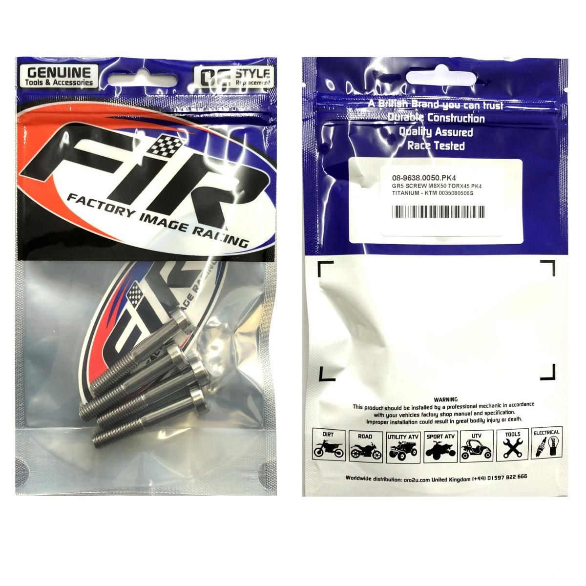 GR5 SCREW M8X50 TORX45 PK4, TITANIUM - KTM 0035080506S - Image 2