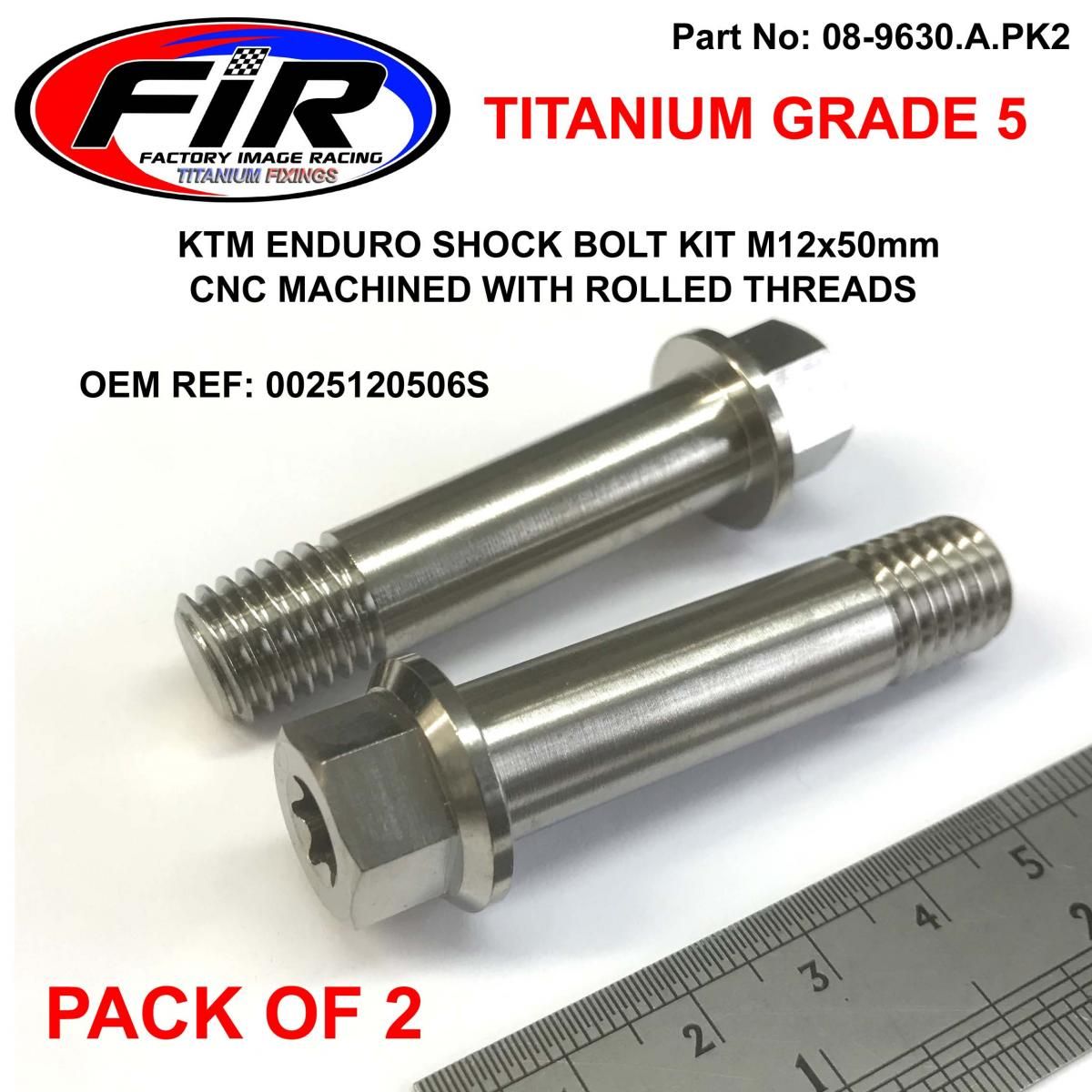TITANIUM GR5 M12x50 BOLTS KTM, SHOCK BOLT KIT PACK OF 2, KTM HUSQVARNA 0025120506S - Image 2