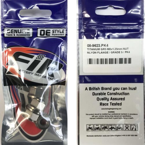 TITANIUM GR5 M8X1.25mm NUT, NYLON FLANGE / GRADE 5 / PK4