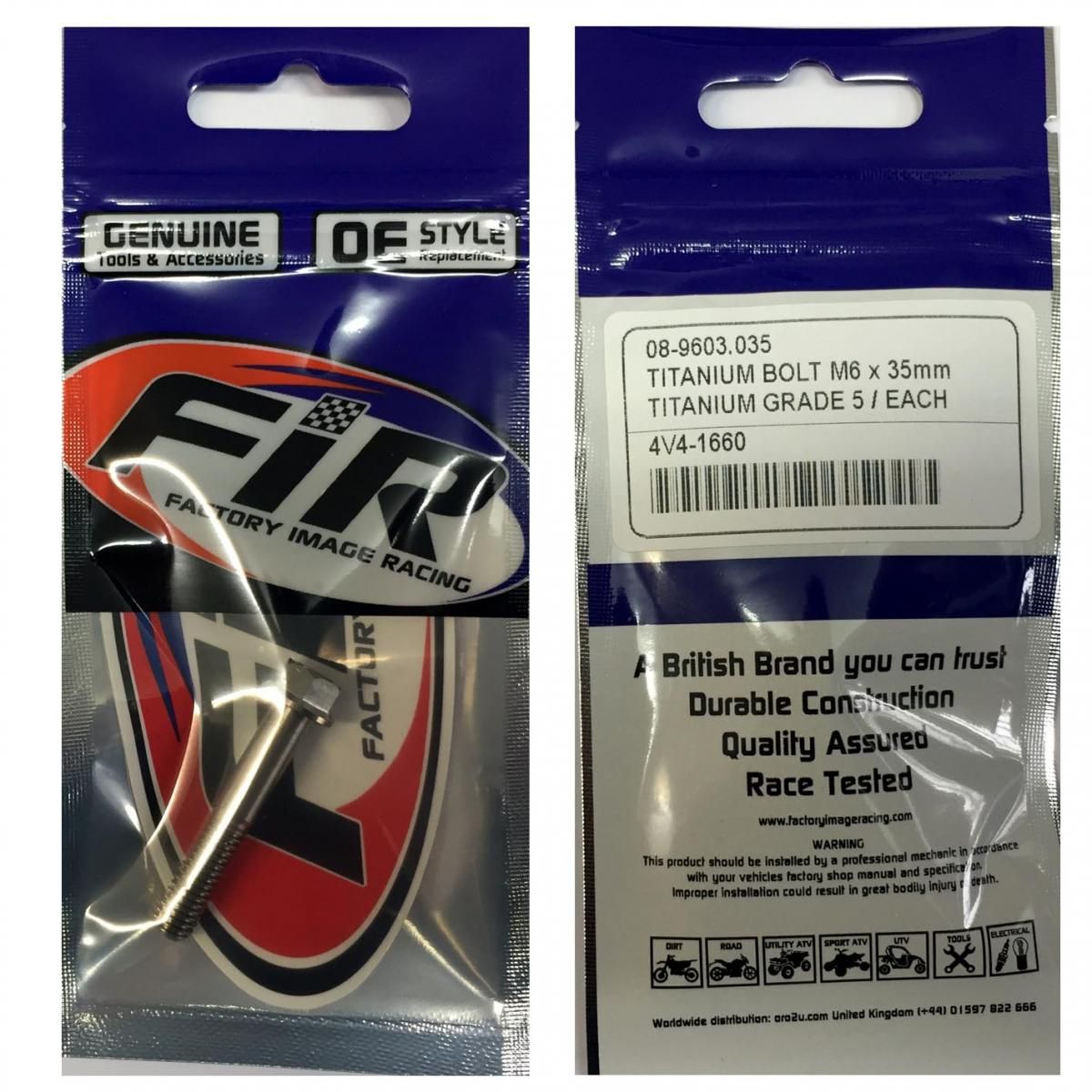 TITANIUM GR5 BOLT M6 x 35mm EACH, FLANGE OD: 11mm / HEX SIZE: 8mm, / - Image 2