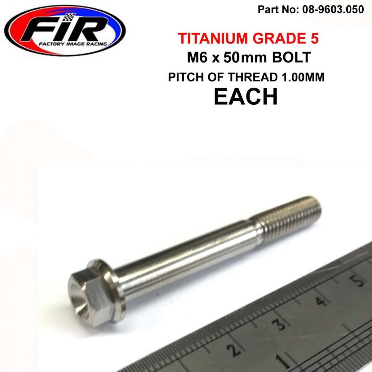 TITANIUM GR5 BOLT M6 x 50mm EACH, FLANGE OD: 11mm / HEX SIZE: 8mm, / - Image 2