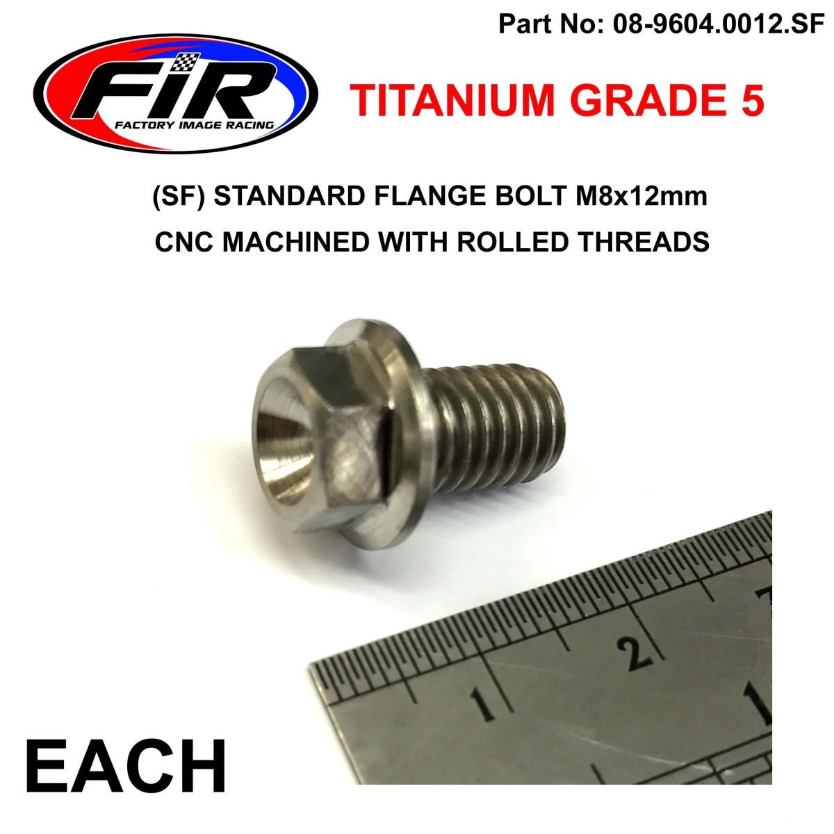 TITANIUM GR5 BOLT M8 x 12mm EACH, FLANGE OD: 14mm / HEX SIZE: 10mm, / - Image 3