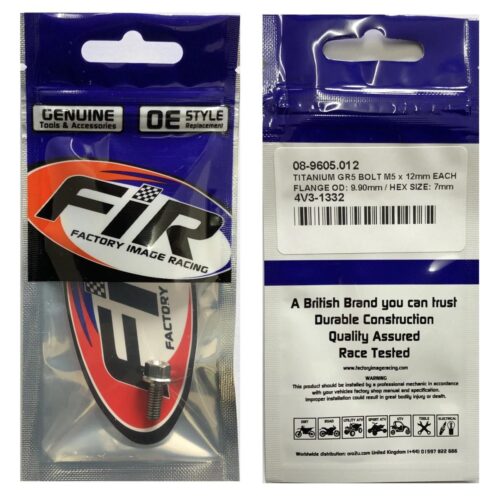 TITANIUM GR5 BOLT M5 x 12mm EACH, FLANGE OD: 9.90mm / HEX SIZE: 7mm, /