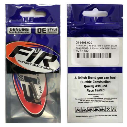 TITANIUM GR5 BOLT M5 x 20mm EACH, FLANGE OD: 9.90mm / HEX SIZE: 7mm, /