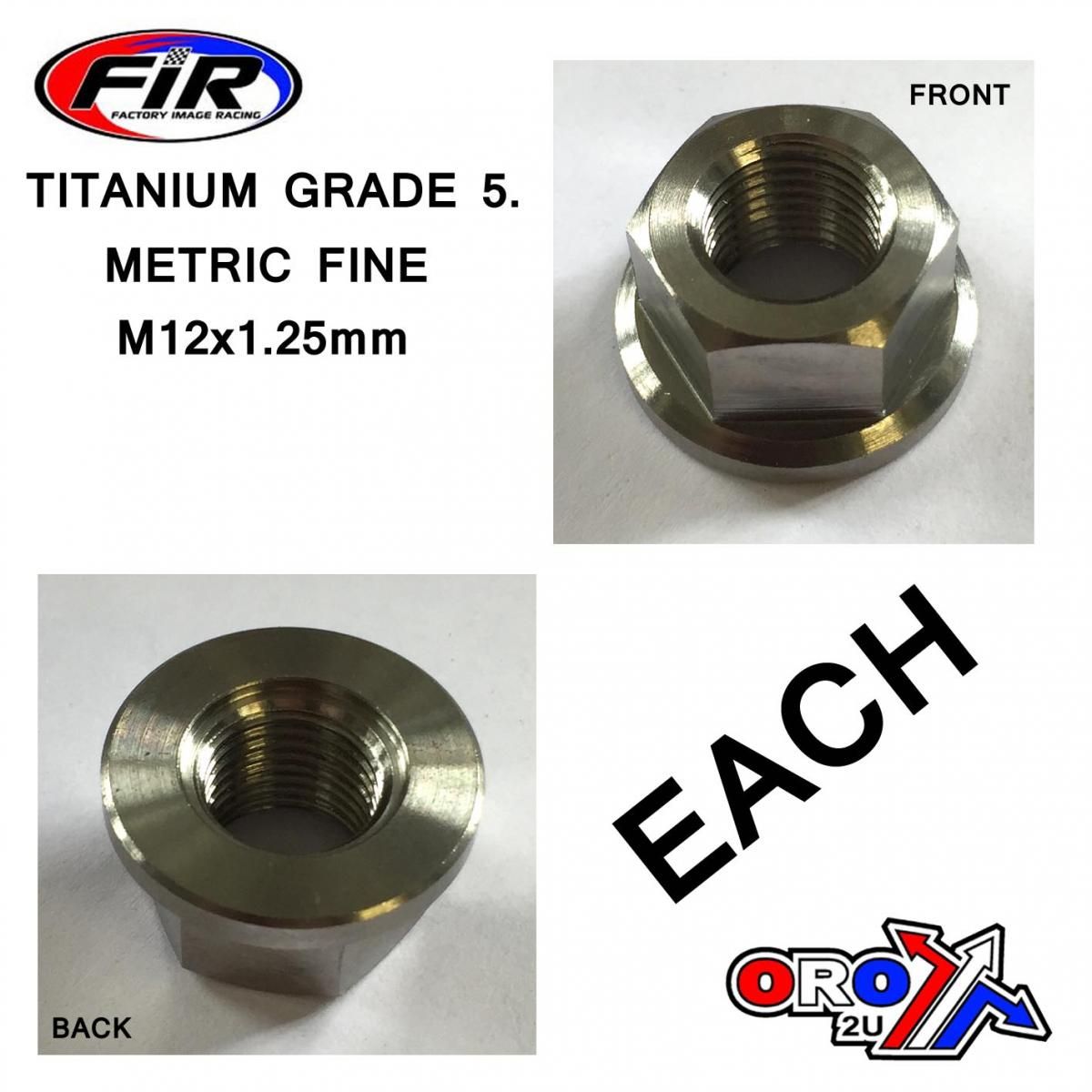 TITANIUM M12X1.25mm FLANGE NUT, TITANIUM GRADE 5 / EACH - Image 3