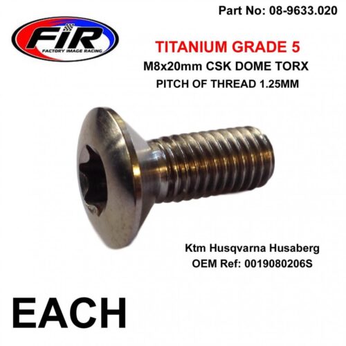 TITANIUM GR5 CSK.D TORX M8X20mm, OEM 0019080206S / EACH