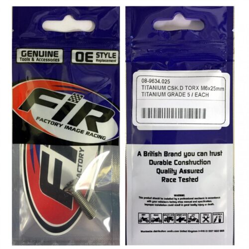 TITANIUM GR5 CSK.D TORX M6X25mm, EACH
