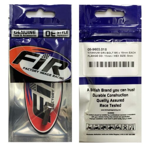 TITANIUM GR5 BOLT M6 x 18mm EACH, FLANGE OD: 11mm / HEX SIZE: 8mm, /