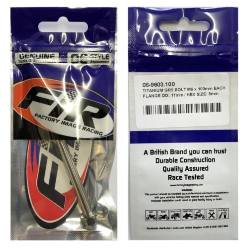 TITANIUM GR5 BOLT M6 x 100mm EACH, FLANGE OD: 11mm / HEX SIZE: 8mm, /