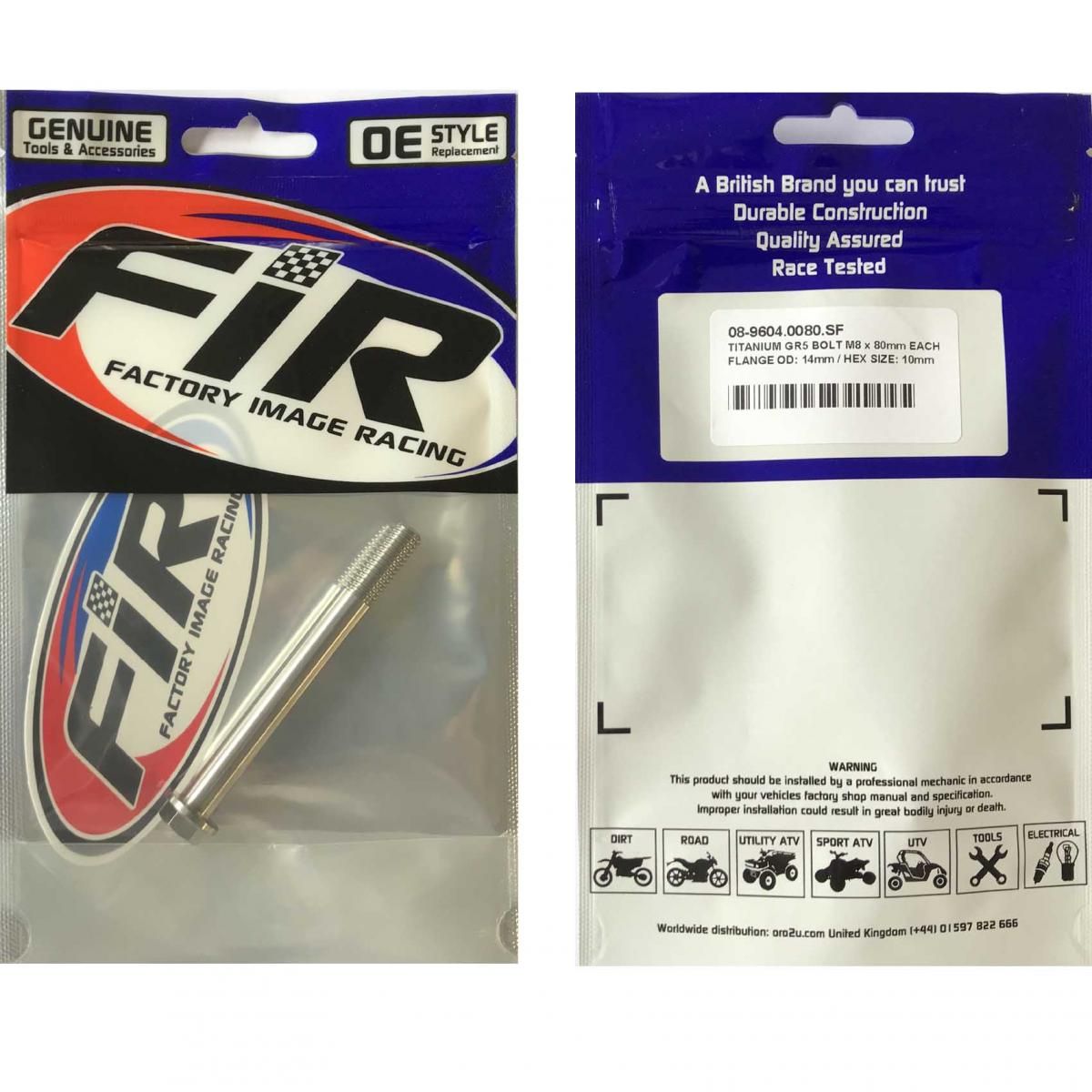 TITANIUM GR5 BOLT M8 x 80mm EACH, FLANGE OD: 14mm / HEX SIZE: 10mm, / - Image 3