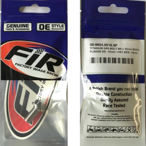 TITANIUM GR5 BOLT M8 x16mm EACH, FLANGE OD: 14mm / HEX SIZE: 10mm, /