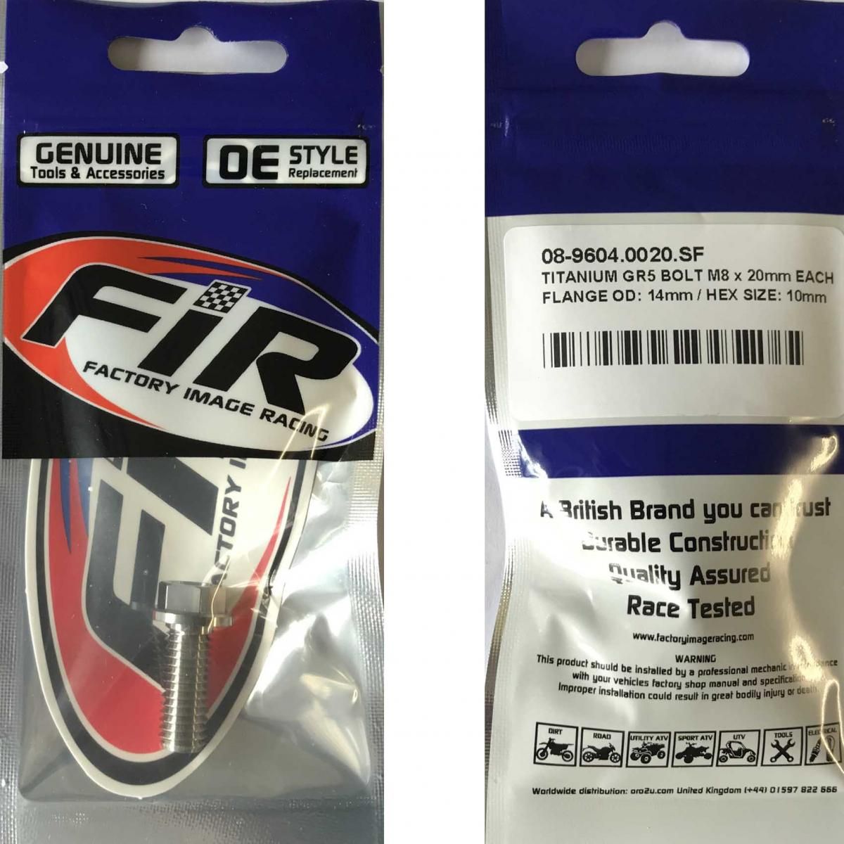 TITANIUM GR5 BOLT M8x20mm EACH, FLANGE OD: 14mm / HEX SIZE: 10mm, / - Image 3