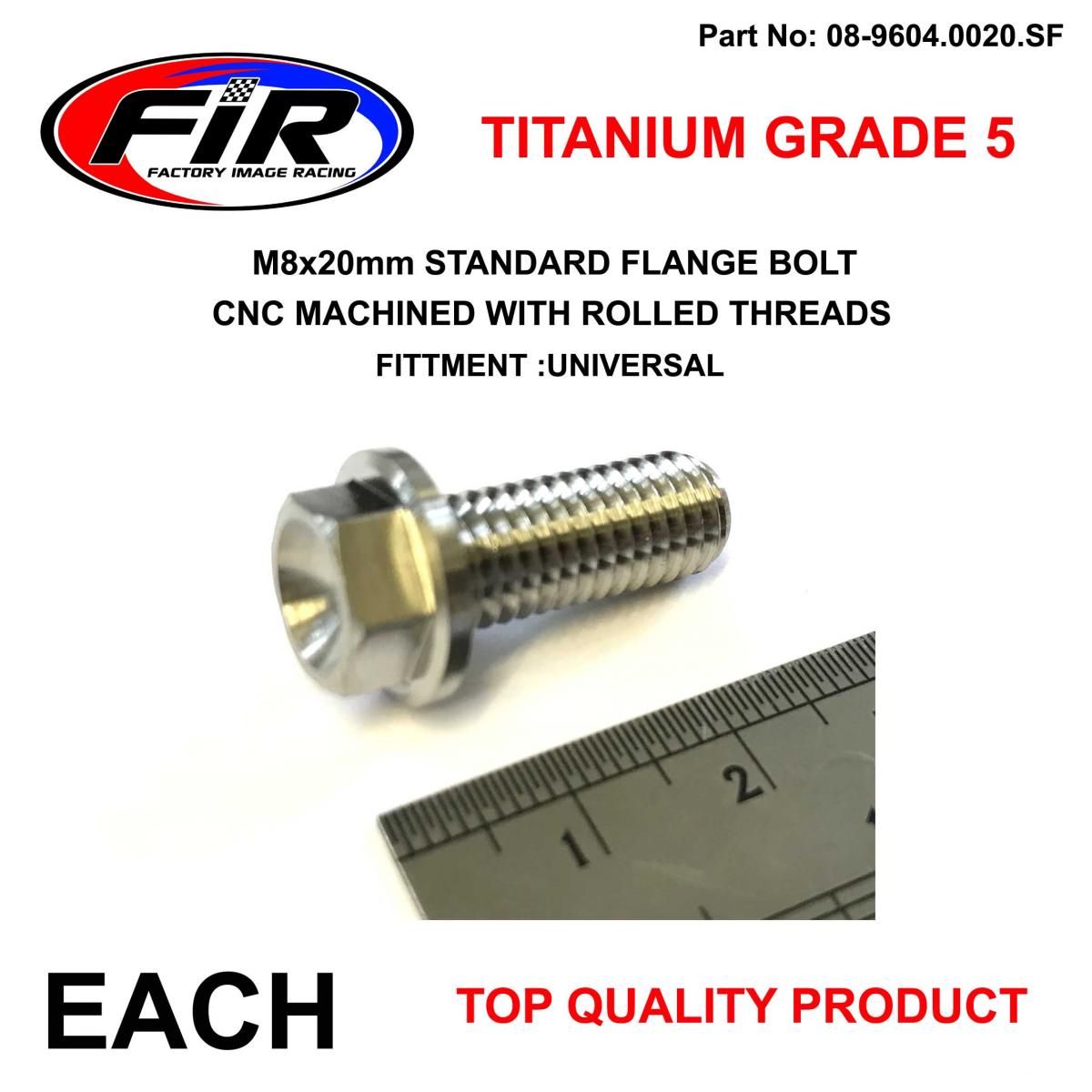 TITANIUM GR5 BOLT M8x20mm EACH, FLANGE OD: 14mm / HEX SIZE: 10mm, / - Image 4