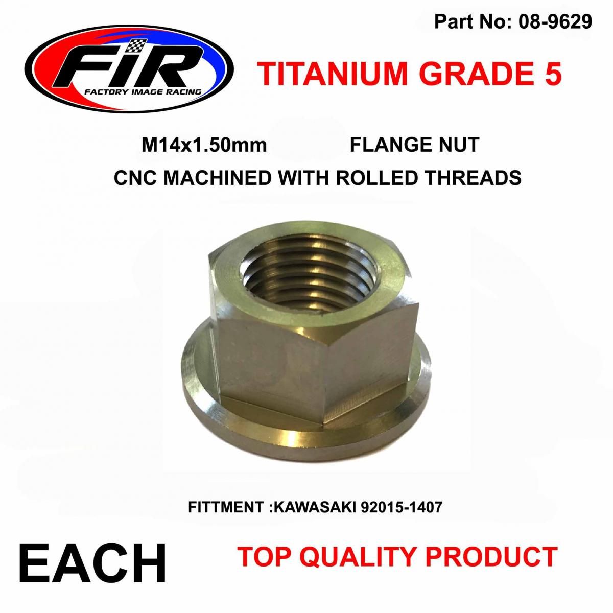 TITANIUM GR5 M14x1.50mm EACH, FLANGE NUT / KAWASAKI 92015-1407, / OEM KAWASAKI 92015-1407 - Image 3