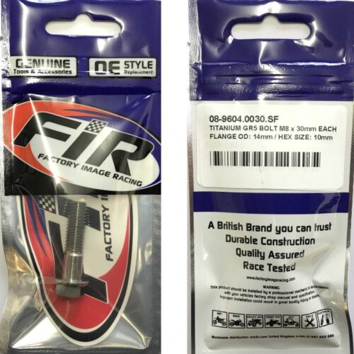 TITANIUM GR5 BOLT M8 x 30mm EACH, FLANGE OD: 14mm / HEX SIZE: 10mm, /