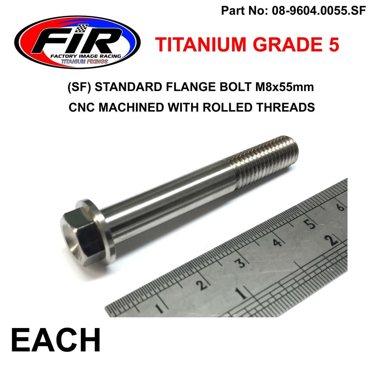 TITANIUM GR5 BOLT M8 x 55mm EACH, FLANGE OD: 14mm / HEX SIZE: 10mm, / - Image 3