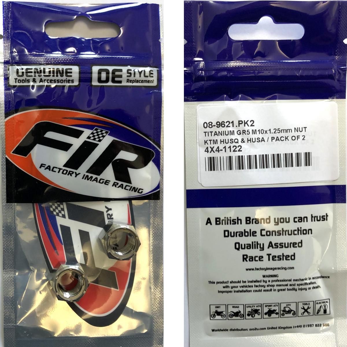 TITANIUM GR5 M10x1.25mm NUT, KTM HUSQ & HUSA / PACK OF 2, (54310086100 METRIC FINE) - Image 3