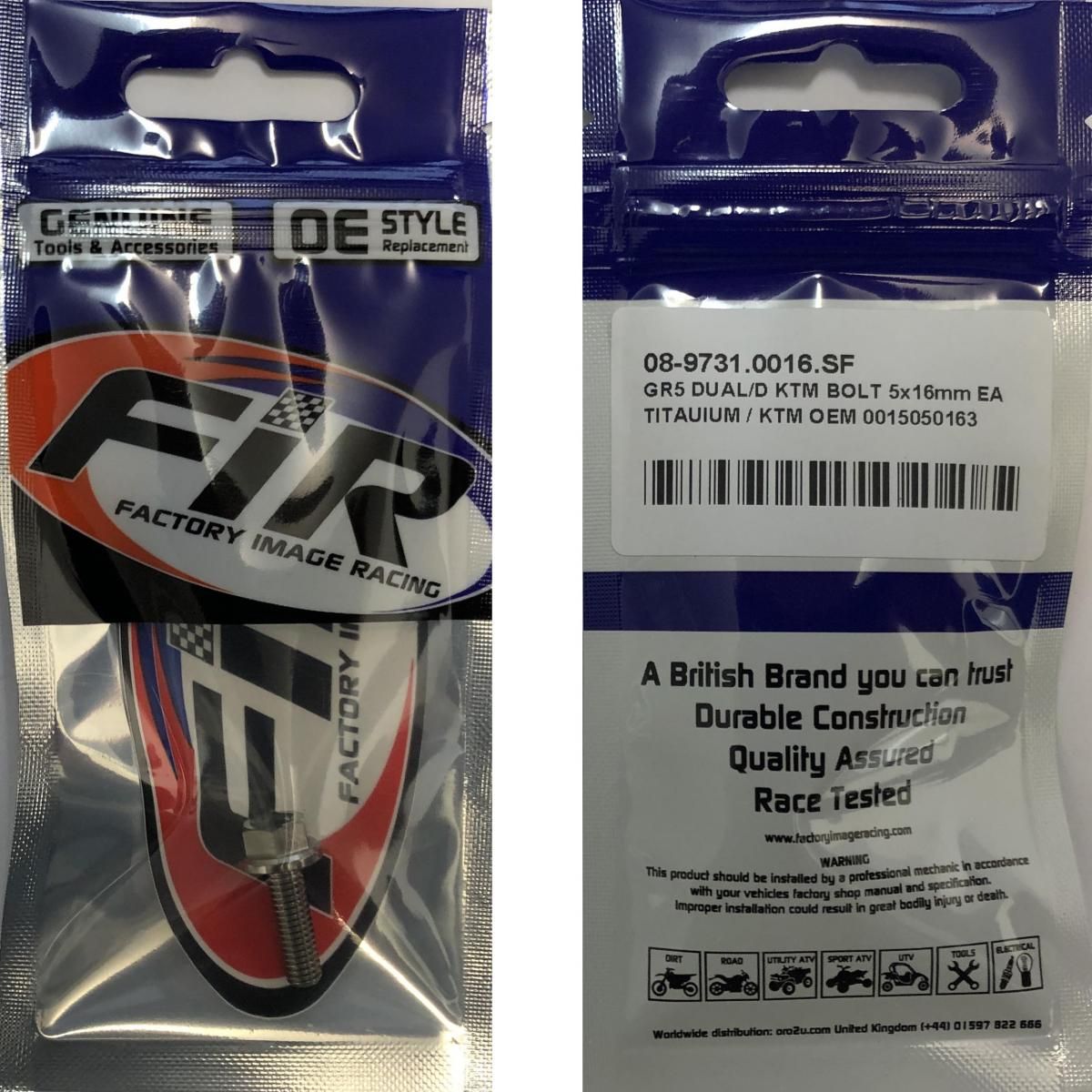 GR5 DUAL/D KTM BOLT 5x16mm EA, TITAUIUM / KTM OEM 0015050163 - Image 2