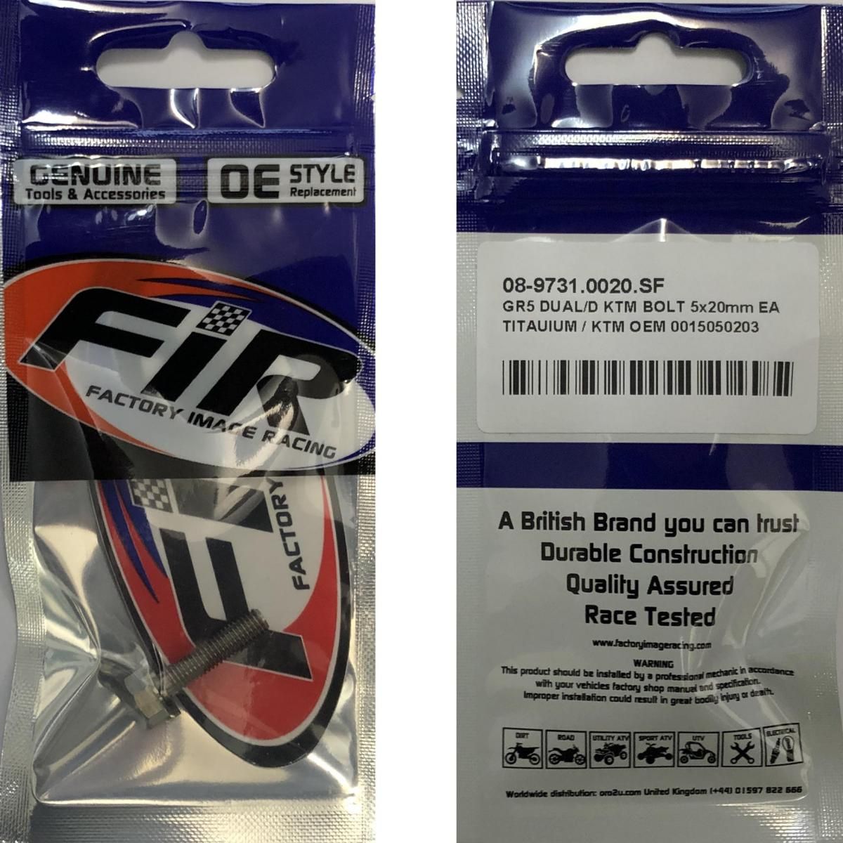 GR5 DUAL/D KTM BOLT 5x20mm EA, TITAUIUM / KTM OEM 0015050203