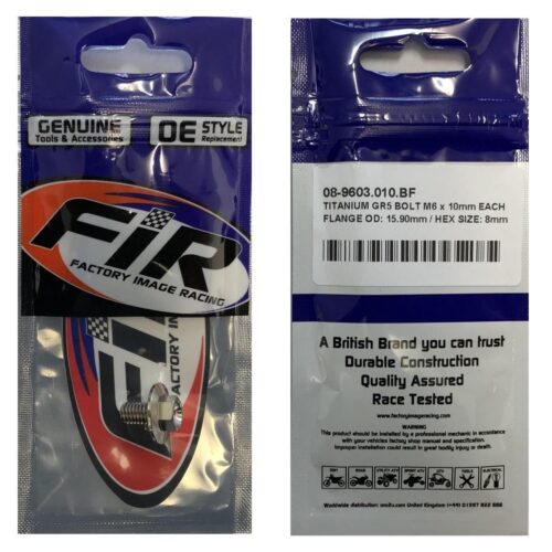 TITANIUM GR5 BOLT M6 x 10mm EACH, FLANGE OD: 15.90mm / HEX SIZE: 8mm, / PANEL BOLT FIXING PLASTIC