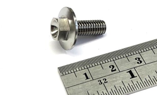 TITANIUM GR5 BOLT M6 x 15mm EACH, FLANGE OD: 15.90mm / HEX SIZE: 8mm, / PANEL BOLT FIXING PLASTIC