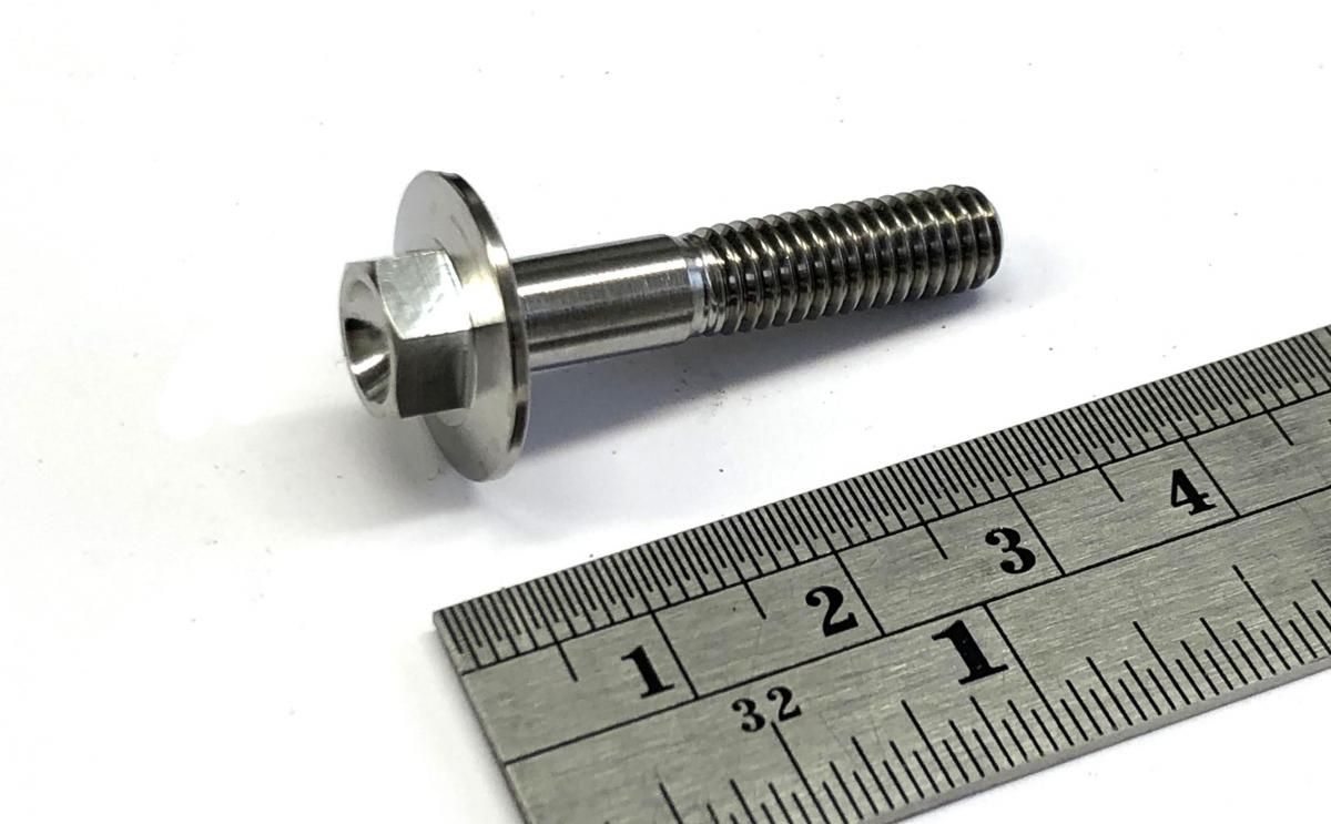 TITANIUM GR5 BOLT M6 x 30mm EACH, FLANGE OD: 15.90mm / HEX SIZE: 8mm, / PANEL BOLT FIXING PLASTIC - Image 2