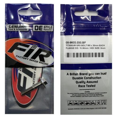 TITANIUM GR5 BOLT M6 x 30mm EACH, FLANGE OD: 15.90mm / HEX SIZE: 8mm, / PANEL BOLT FIXING PLASTIC