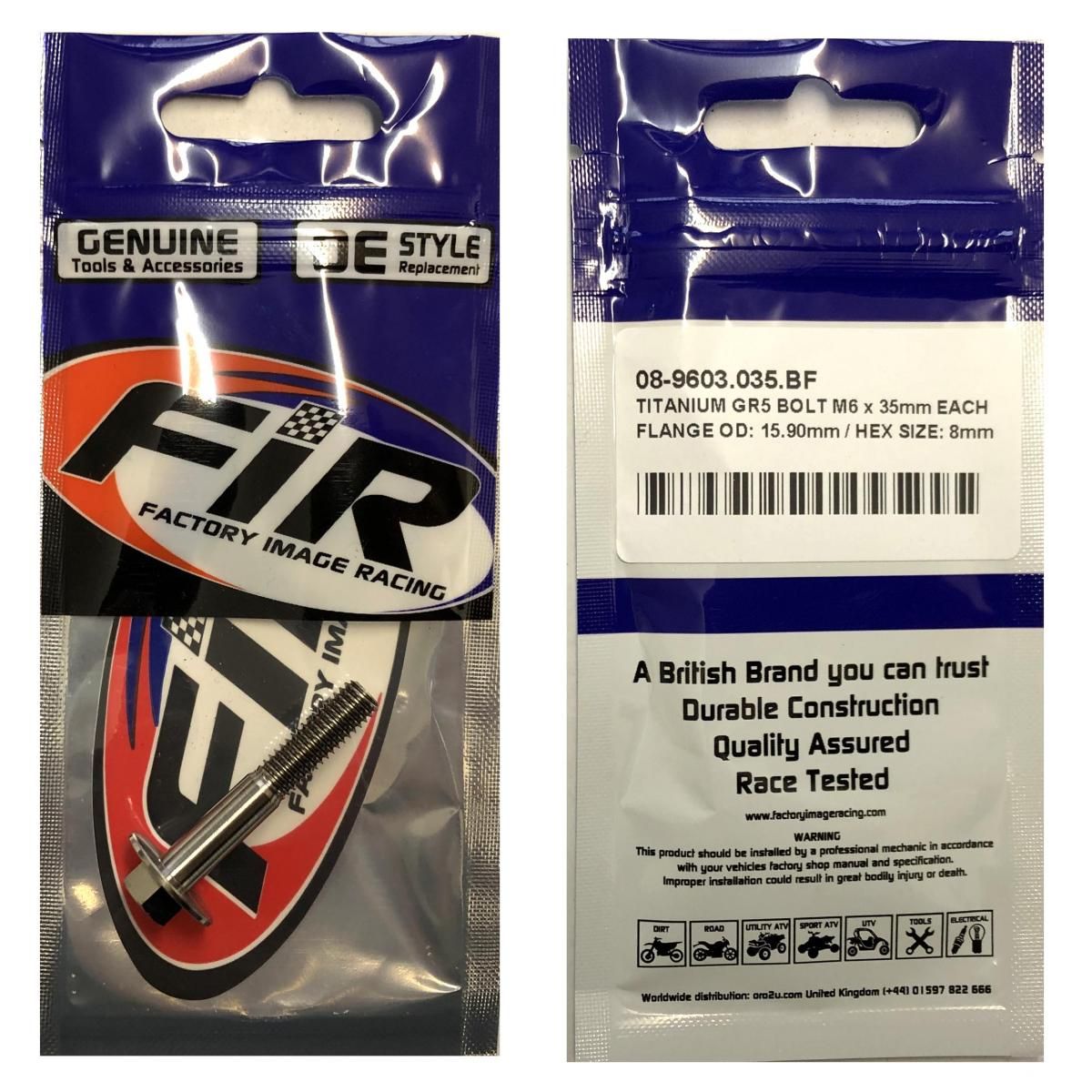 TITANIUM GR5 BOLT M6 x 35mm EACH, FLANGE OD: 15.90mm / HEX SIZE: 8mm, / PANEL BOLT FIXING PLASTIC - Image 3