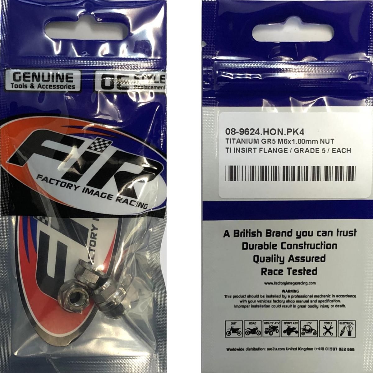 TITANIUM GR5 M6X1.00mm NUT, TI INSERT FLANGE / GRADE 5 / EACH - Image 2